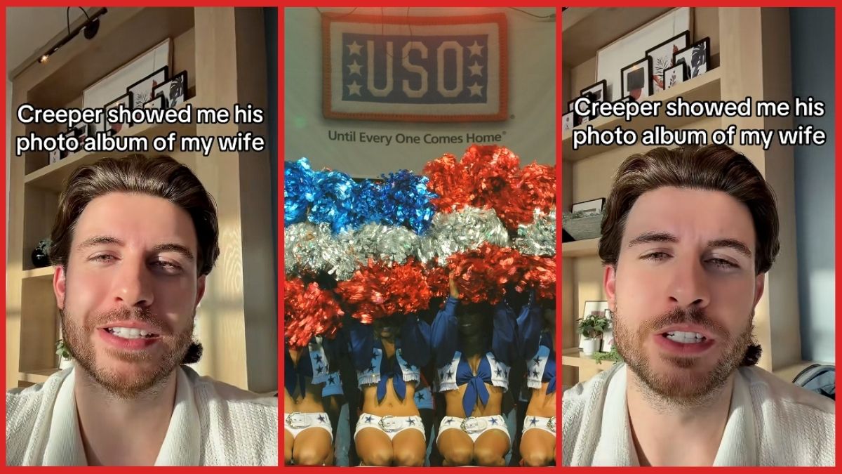 Cowboys fan shows cheerleader's husband an entire phone album of her, and some photos had no face