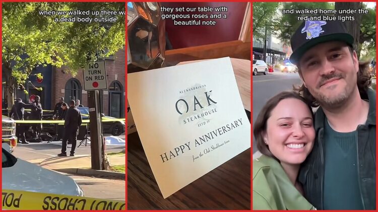 Influencer jokes about dead body outside restaurant in anniversary video