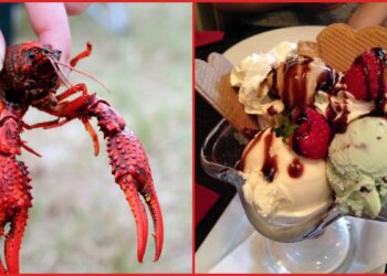Texas shop puts a whole crawfish on ice cream and uses it as a spoon