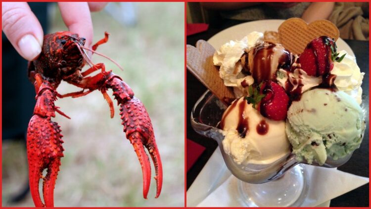 Texas shop puts a whole crawfish on ice cream and uses it as a spoon