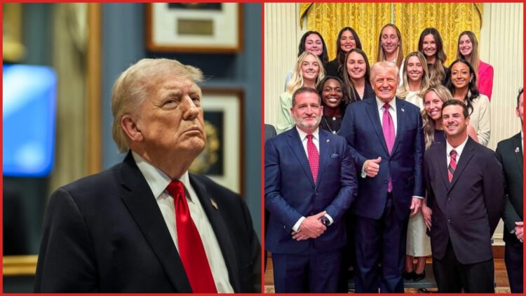 Trump celebrates Georgia women's tennis but players are barely visible