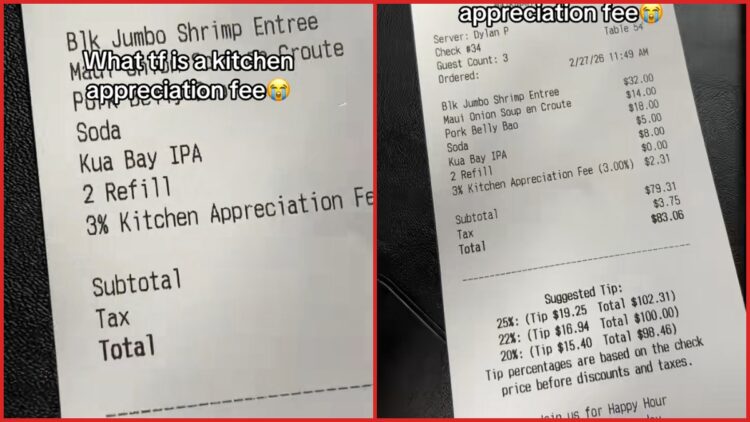 Woman gets a 'kitchen appreciation fee' on her Hawaii restaurant bill