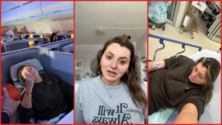 Woman gets violently sick on a 10-hour flight, and accidentally unlocks first class