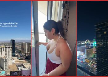 Las Vegas woman tipped $100 at the Cosmopolitan check-in desk. Then she was upgraded to a wrap-around suite — stills from the TikTok posted by Lovely_Evieann