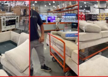 Shoppers discovered they could buy Costco's display couch for half price, so they took it apart and loaded it on a cart 3 Shoppers discovered they could buy Costco's display couch for half price, so they took it apart and loaded it on a cart — stills from the TikTok posted by rafamatos