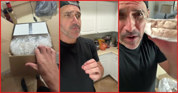 Man opens box of Great Value beef burgers from Walmart, and finds them entirely gray from freezer burn 1 Man opens box of Great Value beef burgers from Walmart and finds them entirely gray from freezer burn — stills from the TikTok posted by Michael DaBaker
