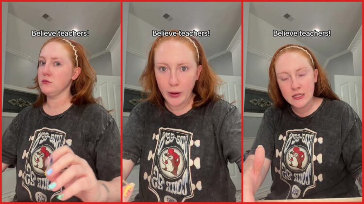 Mother asked teacher how to help with her son's behavior, and the response floored her — stills from the TikTok posted by giantcookielady