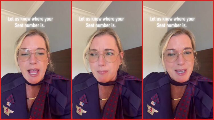 Delta flight attendant asks passengers to write seat numbers on treats they bring for the crew so they can personally say thank you — stills from the TikTok posted by girtbarqueen
