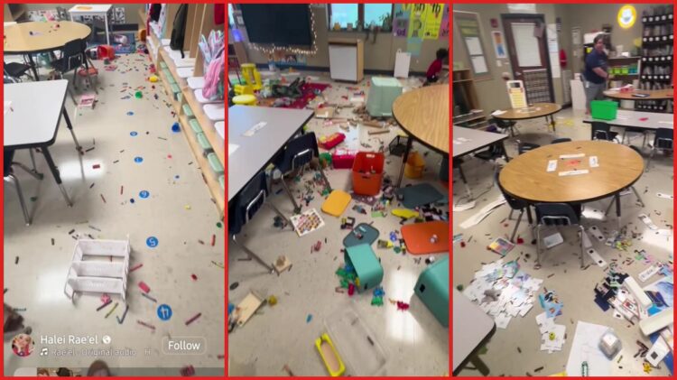 Kindergartener trashes his entire classroom with blocks and crayons, but his mom says he 'wouldn't even think about it' at home 1 Parent filmed kindergarten classroom after son allegedly caused damage, and her reaction is heartbreaking — stills from the TikTok posted by Forever