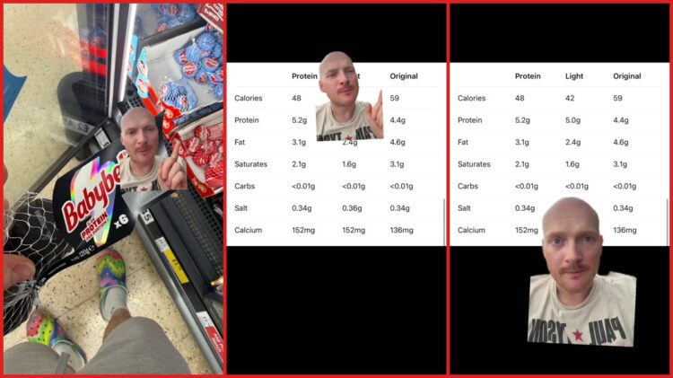 New Babybel Protein promises a workout boost. Then a man reveals it has only 0.2 grams more protein than the Light version 1 New Babybel Protein promises a workout boost. Then a man reveals it has only 0.2 grams more protein than the Light version — stills from the TikTok posted by TheBaldestBitch