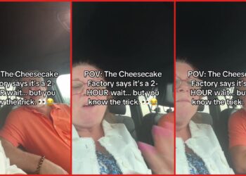 Orlando couple shares Cheesecake Factory 'hack' to avoid a 2-hour wait. Then they describe staring down diners until they leave 1 Orlando couple shares Cheesecake Factory 'hack' to avoid a 2-hour wait. Then they describe staring down diners until they leave — stills from the TikTok posted by LifeWithZenaAndPatrick