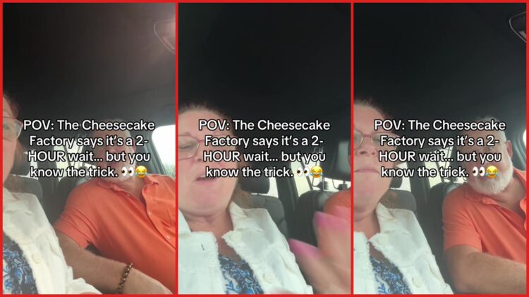Orlando couple shares Cheesecake Factory 'hack' to avoid a 2-hour wait. Then they describe staring down diners until they leave 1 Orlando couple shares Cheesecake Factory 'hack' to avoid a 2-hour wait. Then they describe staring down diners until they leave — stills from the TikTok posted by LifeWithZenaAndPatrick