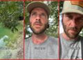 Georgia man calls his one-eyed alligator, Priscilla, from a pond. Then the pet emerges from the water to greet him — stills from the TikTok posted by Zach