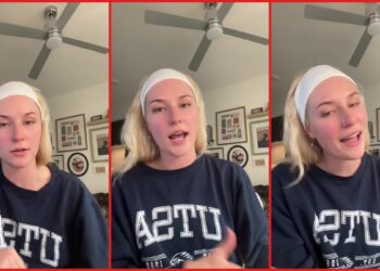 Solo traveler says hotel guest followed her from lobby, then paced outside her door for 3 hours — stills from the TikTok posted by Gracie