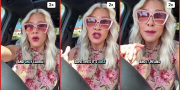 TikTok creator says TikTok creator says she saw Angie Nixon fight back tears after Laura Loomer's tweet, so she told white women exactly how to respond — stills from the TikTok posted by 💙Crowd Source Carrie💙