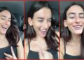 Woman in car sings along to song about ladders and smokes, laughing hysterically at the lyrics — stills from the TikTok posted by Stella Lefty