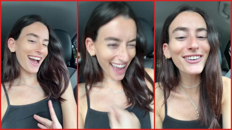 Woman in car sings along to song about ladders and smokes, laughing hysterically at the lyrics 1 Woman in car sings along to song about ladders and smokes, laughing hysterically at the lyrics — stills from the TikTok posted by Stella Lefty