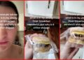 Woman says a Jimmy Dean breakfast sandwich meat patty looked like a 'critter'. Then she showed the irregularly shaped food — stills from the TikTok posted by amber