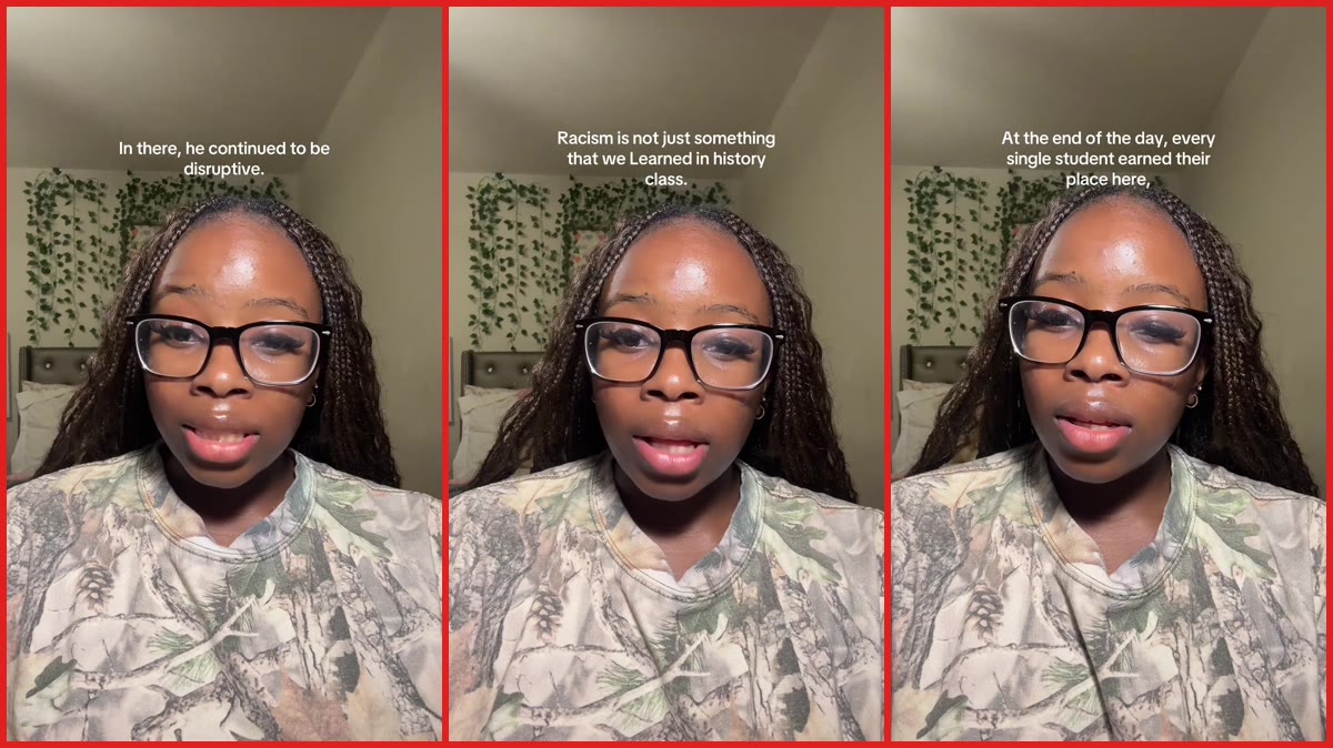UNC Chapel Hill student describes man harassing Black students at a watch party. Then the university police decided there wasn't enough threat to send a campus alert — stills from the TikTok posted by Gugu Nicole