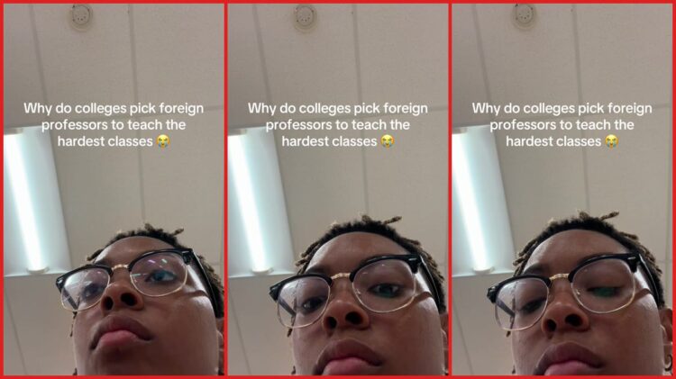 Student listens to professor explain quantum mechanics orbital shapes. Then on-screen text asks why colleges pick professors for hardest classes 1 Student listens to professor explain quantum mechanics orbital shapes. Then on-screen text asks why colleges pick professors for hardest classes — stills from the TikTok posted by Jennifer