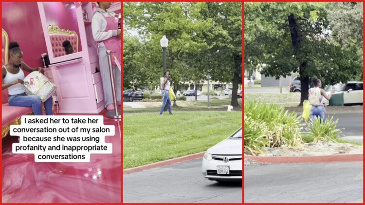 Sacramento salon owner asked a loud customer to take a profane phone call outside, so the customer walked out and started recording them 1 Sacramento salon owner asked a loud customer to take a profane phone call outside, so the customer walked out and started recording them — stills from the TikTok posted by baddiesrusbeautybar