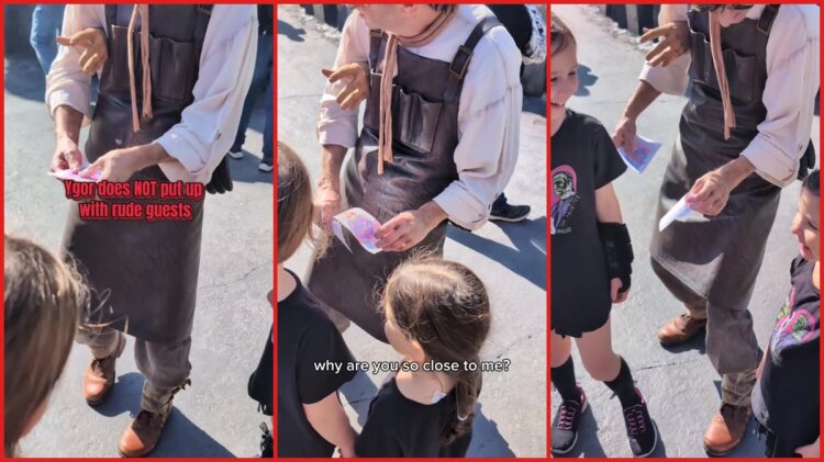 Theme park guest steps right up to Ygor for a photo. Then the Universal Monsters character tells her, 'Hey back up' 1 Theme park guest steps right up to Ygor for a photo. Then the Universal Monsters character tells her, 'Hey back up' — stills from the TikTok posted by Shira & Co.