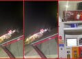 Police surrounded a Circle K during a robbery. Then a customer kept pumping gas like nothing was happening — stills from the TikTok posted by Ayla Core
