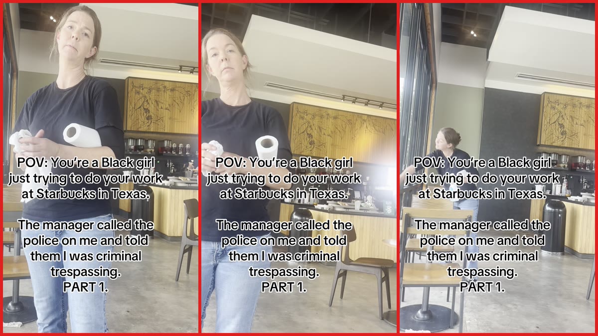 Starbucks customer says manager allegedly harassed her because she's Black and allegedly called police. Then she recorded the confrontation — stills from the TikTok posted by Karens Exposed