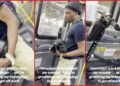 Bus driver confronts passenger attempting to take his electric scooter. Then the passenger posts a fabricated story online — stills from the TikTok posted by Bus Etiquette