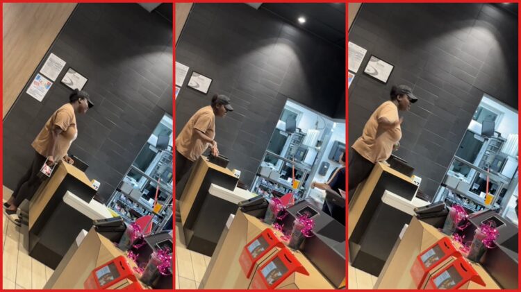 Customer berates McDonald's employee with racial slurs and threats, demanding her order. Then the employee calmly hands over the food 1 Customer berates McDonald's employee with racial slurs and threats, demanding her order. Then the employee calmly hands over the food — stills from the TikTok posted by Jazz