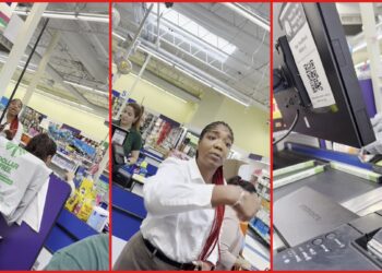 Houston customer at Dollar Tree demands employee 'speak English' and threatens to 'slap the shit out of' person recording, video shows — stills from the TikTok posted by Bunny
