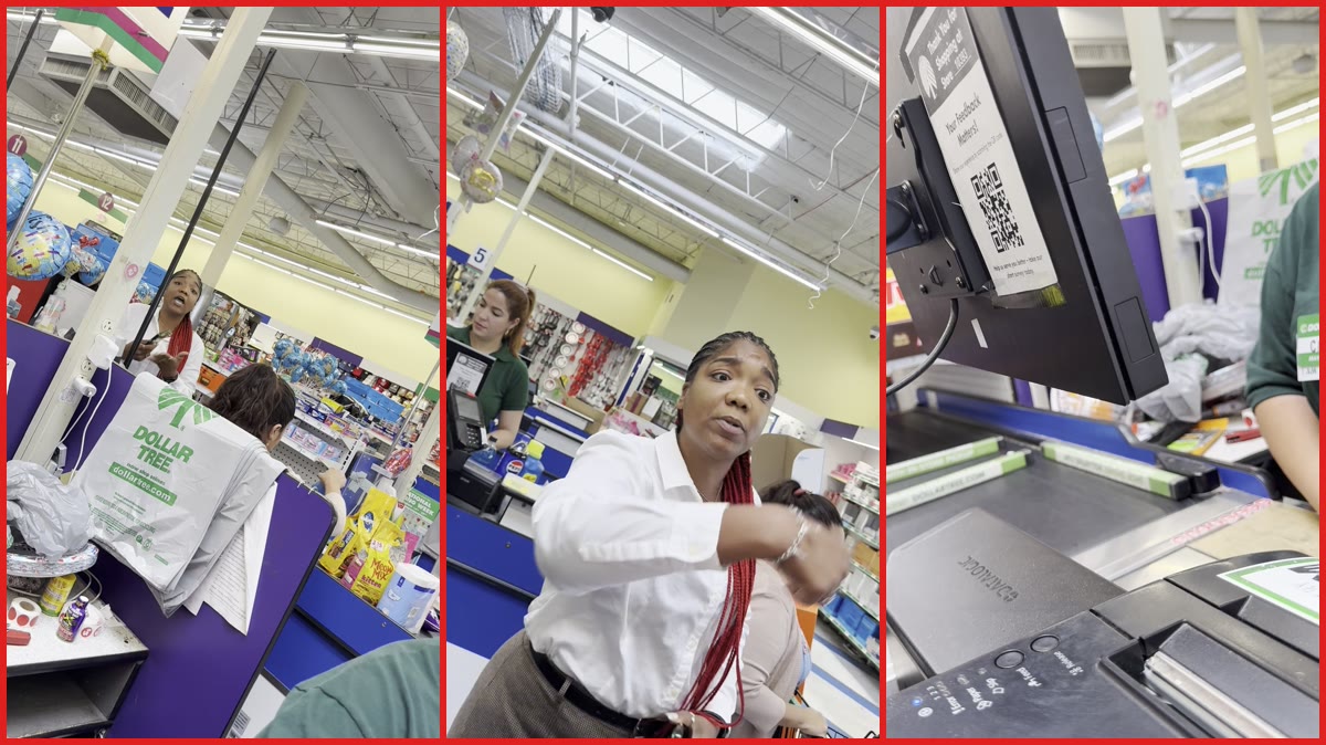 Houston customer at Dollar Tree demands employee 'speak English' and threatens to 'slap the shit out of' person recording, video shows — stills from the TikTok posted by Bunny