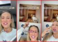 TikTok creator booked a $187 cruise and said she didn't read the fine print. Then she discovered the cabin for two had only one twin bed — stills from the TikTok posted by Justine - ThatFlippingAgent