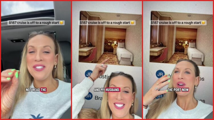 TikTok creator booked a $187 cruise and said she didn't read the fine print. Then she discovered the cabin for two had only one twin bed 1 TikTok creator booked a $187 cruise and said she didn't read the fine print. Then she discovered the cabin for two had only one twin bed — stills from the TikTok posted by Justine - ThatFlippingAgent