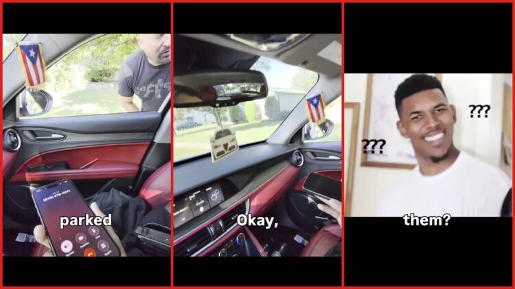 Driver tells officer, 'You are not in your jurisdiction' during parking dispute — stills from the TikTok posted by Ralphy21K