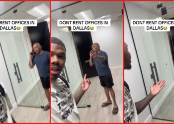 Man says he paid $10,000 for a Dallas office rental. Then the other man called police and accused him of assault — stills from the TikTok posted by Josh jones