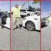 North Carolina man in neon shirt aggressively confronts woman in Walmart parking lot, bystanders record the shouting match 8 North Carolina man in neon shirt aggressively confronts woman in Walmart parking lot, bystanders record the shouting match — stills from the TikTok posted by Lexxxy De Vile