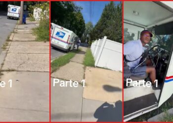 Resident confronts USPS mail carrier after he allegedly told them to 'call ICE' on their own home. Then he asked if they had papers — stills from the TikTok posted by Madre de 6teremotos👦👦👧👧