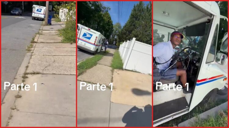 Resident confronts USPS mail carrier after he allegedly told them to 'call ICE' on their own home. Then he asked if they had papers — stills from the TikTok posted by Madre de 6teremotos👦👦👧👧