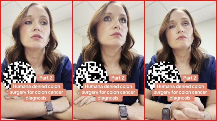 Healthcare worker alleges Humana denied colon cancer surgery for her patient. Then she tried to file an appeal and hit a wall — stills from the TikTok posted by Becca Anne