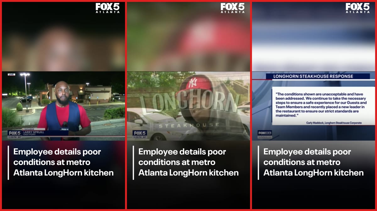 LongHorn Steakhouse employee says he filmed roaches and trash in Atlanta kitchen. Then he says management dismissed his complaints — stills from the TikTok posted by FOX 5 Atlanta