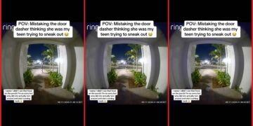 Homeowner mistakes DoorDash driver for her teen trying to sneak out. Then she yells at them to return to the porch 2 Homeowner mistakes DoorDash driver for her teen trying to sneak out. Then she yells at them to return to the porch — stills from the TikTok posted by Von_da_Don