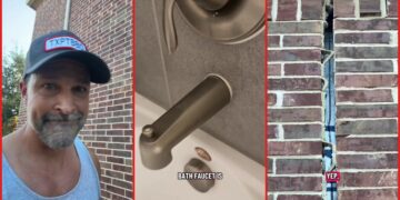 Lennar home has doors that won't shut and a faucet coming off the wall. Then the builder's inspection said the damage wasn't structural — stills from the TikTok posted by TexpatBBQ - Your Brisket Daddy