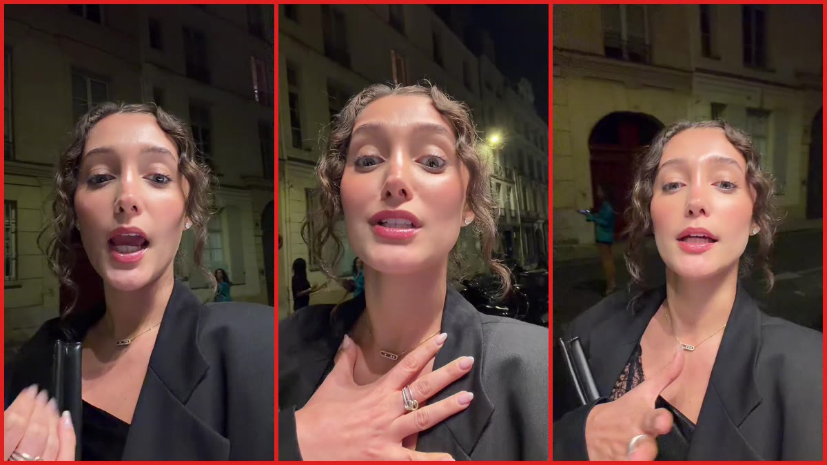 Woman says server insisted her white wine was 'meant to be drank room temperature,' then still charged her for it — stills from the TikTok posted by Hailey Sani