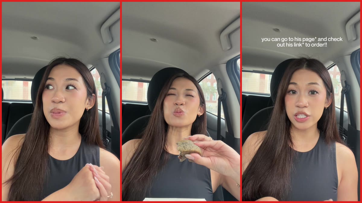Johns Hopkins football player bakes 'humongous' cookies with weekly Sunday drops in Baltimore — stills from the TikTok posted by cindy