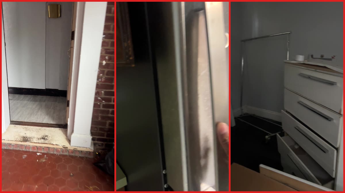 NYC landlord says he got house back after 13 months of no rent; shows garbage, beige tiles, filthy fridge — stills from the TikTok posted by Raymond