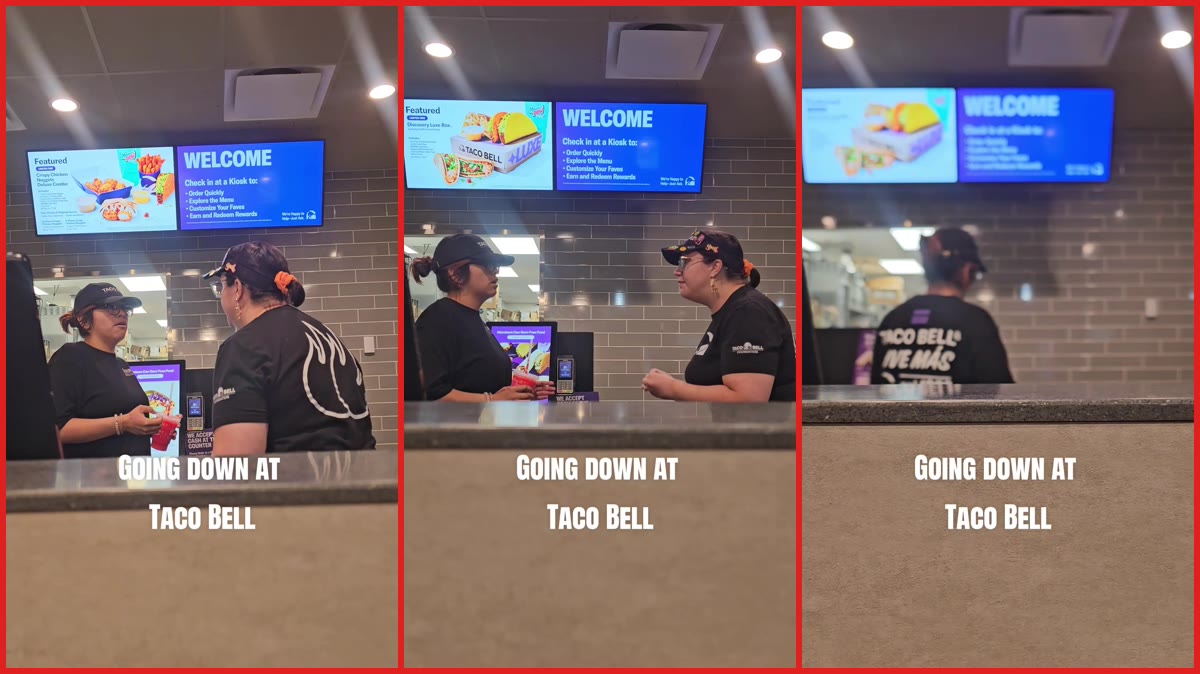 Taco Bell manager tells employee she's 'not a manager' and can't make store decisions after a slammed shift — stills from the TikTok posted by Farmer M