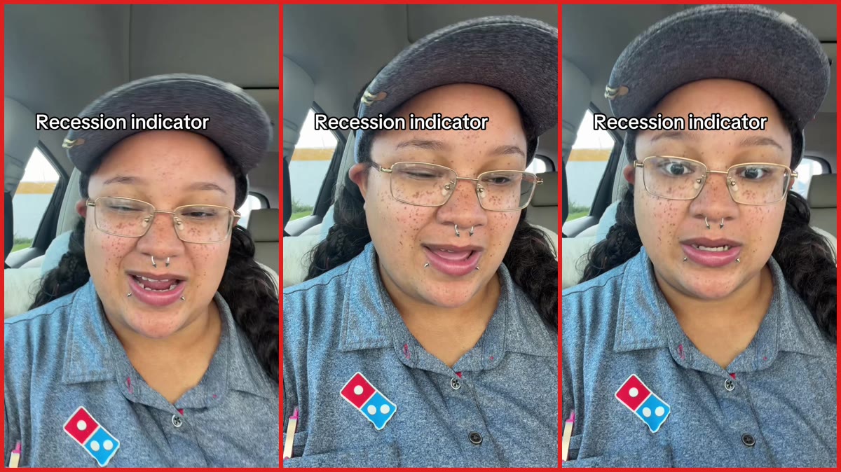Domino's employee says her regular customers went from ordering every other day to once a month — stills from the TikTok posted by legit nesha